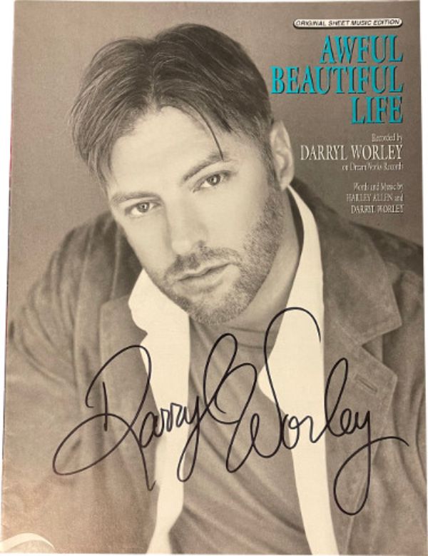 CTBL-030387 Darryl Worley Signed 2004 Awful Beautiful Life Original Sheet Music Edition Full 12 Page Book Country Music Autograph