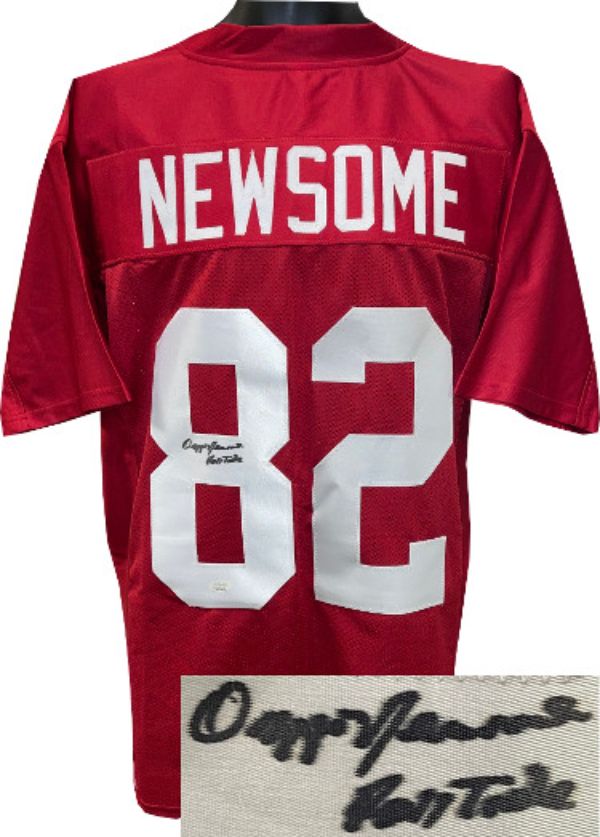 Picture of Athlon Sports CTBL-029529 Ozzie Newsome Signed Crimson TB Custom Stitched College Roll Tide - JSA Witnessed Football Jersey - Extra Large