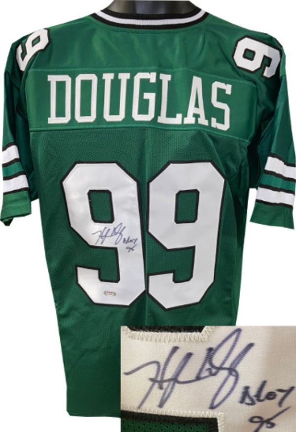 CTBL-030523 Hugh Douglas Signed New York Green TB Custom Stitched Pro Style Droy 95 - PSA Hologram Football Jersey - Extra Large