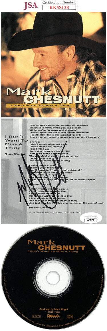 Picture of Athlon Sports CTBL-028869 Mark Chesnutt Signed 1998 I Dont Want to Miss A Thing Album Inside Cover with CD & Case- JSA No. KK58138