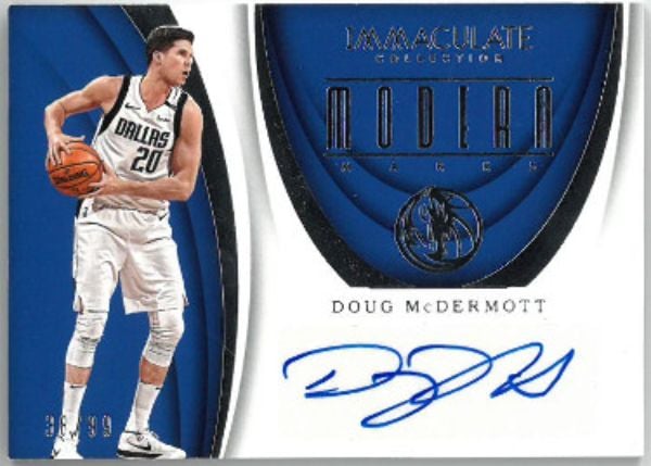CTBL-029147 Doug Mcdermott Signed 2018 Panini Immaculate Modern Marks Trading Card No. MK-DMD No. 38 & 99 Dallas Mavericks Basketball Card Autograph