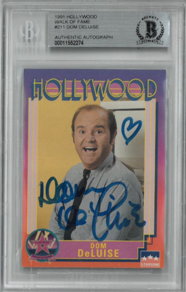 Picture of Athlon Sports CTBL-029258 Dom Deluise Signed 1991 Hollywood Walk of Fame Trading Card No. 211- Beckett Encapsulation No. 00011552274 Autograph Baseball Cards