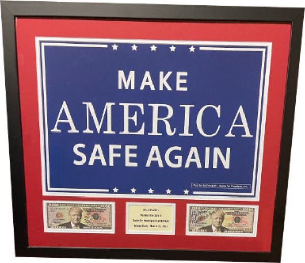 Picture of Athlon Sports CTBL-029952 14 x 18 in. Jesse Watters & Marsha Blackburn Dual Signed 2017 Donald Trump Campaign Poster Custom Framing & Nashville Rally 2017 Music Autograph - 22 x 25 in.