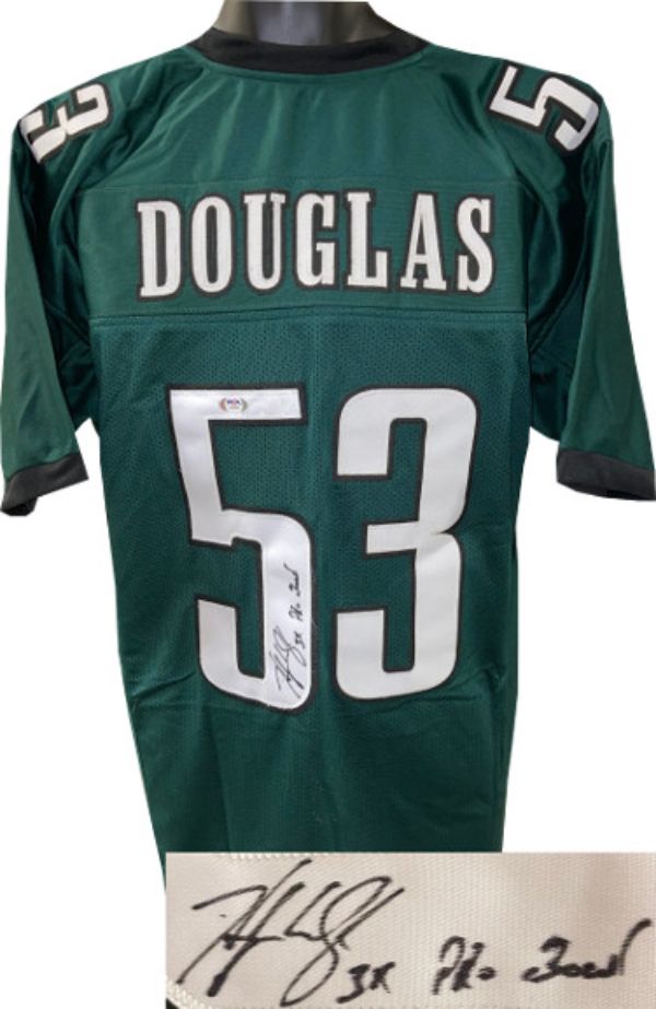 CTBL-030522 Hugh Douglas Signed Philadelphia Green TB Custom Stitched Pro Style 3X Pro Bowl - PSA Hologram Football Jersey - Extra Large
