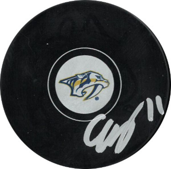 Picture of Athlon Sports CTBL-029695 Eeli Tolvanen Signed Nashville Predators NHL&#44; No. 11 Hockey Puck