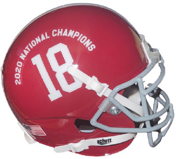 Picture of Athlon Sports CTBL-030249 Alabama Crimson Tide Schutt No.18 Mini Helmet 2020 National Champions Logo with Schedule