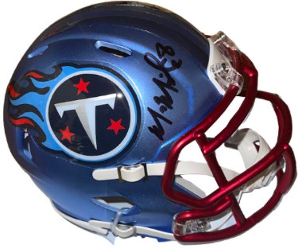 CTBL-030404 Marcus Mariota Signed Tennessee Titans Blue Blaze Speed, No. 8- JSA Witnessed No. WP967609 Autograph Mini Helmet