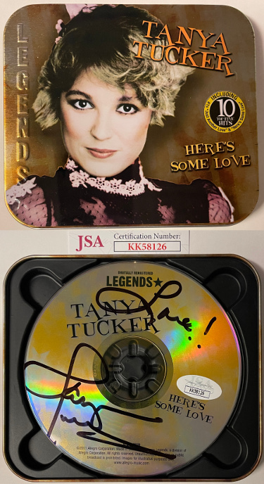 Picture of Athlon Sports CTBL-030680 Tanya Tucker Signed 2011 Heres Some Love Album CD&#44; Cover & Legends Tin Case with Love - JSA No. KK58126 Autograph CD
