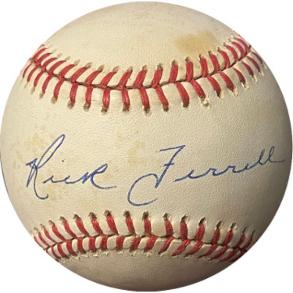 CTBL-031176 Rick Ferrell Signed Boston Red Sox Roal Rawlings Official American League Baseball, Toned
