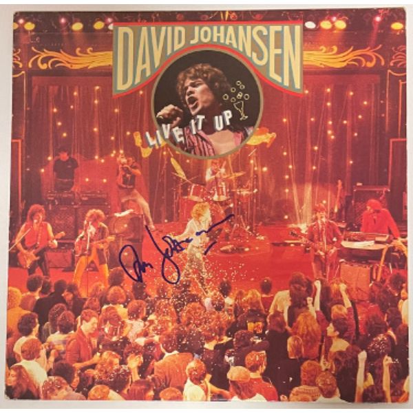 CTBL-031227 David Johansen Signed 1982 Live it Up Album Cover, LP Vinyl Record - Beckett Review - CBS Records -  Athlon Sports, CTBL_031227