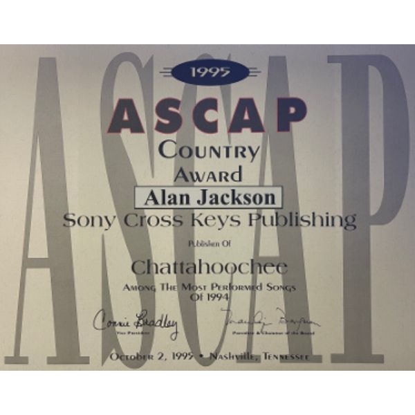 Picture of Athlon Sports CTBL-031235 11 x 14 in. Alan Jackson 1995 ASCAP Country Music Award&#44; Sony Cross Keys Publishing - Chattahoochee