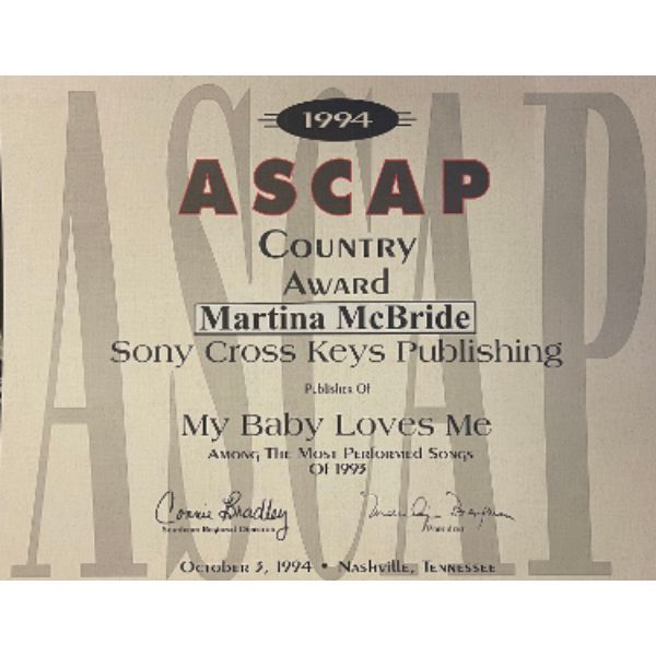 Picture of Athlon Sports CTBL-031236 11 x 14 in. Martina McBride 1994 ASCAP Country Music Award&#44; Sony Cross Keys Publishing - My Baby Love Me