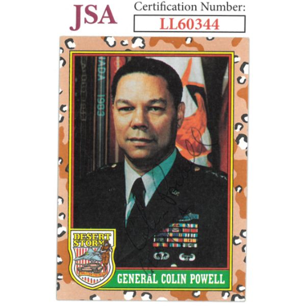 Picture of Athlon Sports CTBL-031321 Colin Powell Signed 1991 Topps Desert Storm Trading Card&#44; Number 2 with GEN USA - United States Four - Star General & Secretary of State