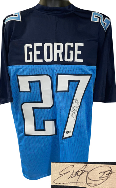 Picture of Athlon Sports CTBL-031356 Eddie George Signed Tennessee Stitched Pro Style Football Jersey, Light Blue - Extra Large - Beckett Witnessed