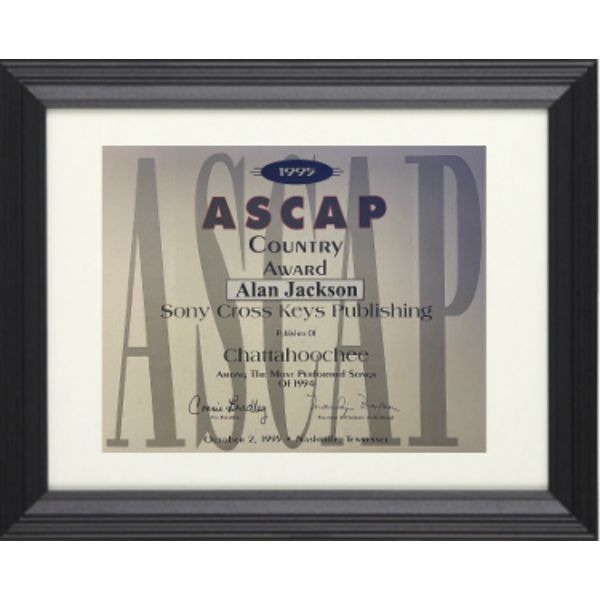 Picture of Athlon Sports CTBL-F31235 11 x 14 in. Alan Jackson 1995 ASCAP Country Music Award with Framed&#44; Sony Cross Keys Publishing - Chattahoochee