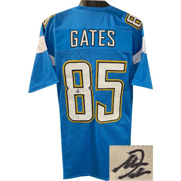Picture of Athlon Sports CTBL-031580 Antonio Gates Signed San Diego Stitched Pro Style Football Jersey, Light Blue - Extra Large - Beckett Witnessed Hologram
