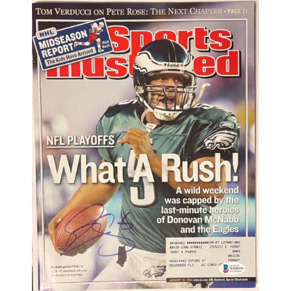 Picture of Athlon Sports CTBL-030794 Donovan McNabb Signed 2004 Sports Illustrated Full Magazine&#44; 1-19-04 - Beckett & BAS Witnessed - WH00595 - Philadelphia Eagles