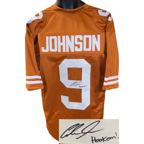 Picture of Athlon Sports CTBL-030813 Collin Johnson Signed Texas Stitched College Football Jersey, Burnt Orange - Hookem - Extra Large - JSA Witnessed