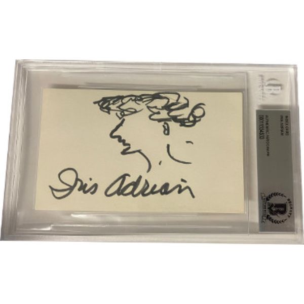 CTBL-030850 3 x 5 in. Iris Adrian Signed Index Card with Drawing, Beckett Encapsulated - 1930s Stage & Film Actress