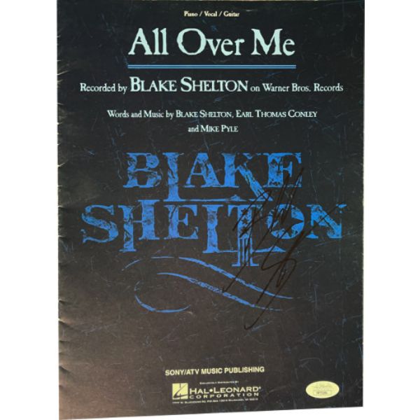 Picture of Athlon Sports CTBL-030867 9 x 12 in. Blake Shelton Signed 1999 All Over Me Full Sheet & Music Lyrics&#44; JSA - PP75184 - 8 Pages - Country Music - The Voice
