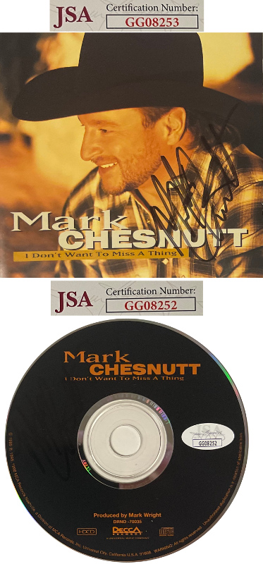 Picture of Athlon Sports CTBL-026530 Mark Chesnutt Signed 1999 I Dont Want to Miss a Thing Album Cover&#44; CD & Case - JSA - No.GG08252 & No.GG08253