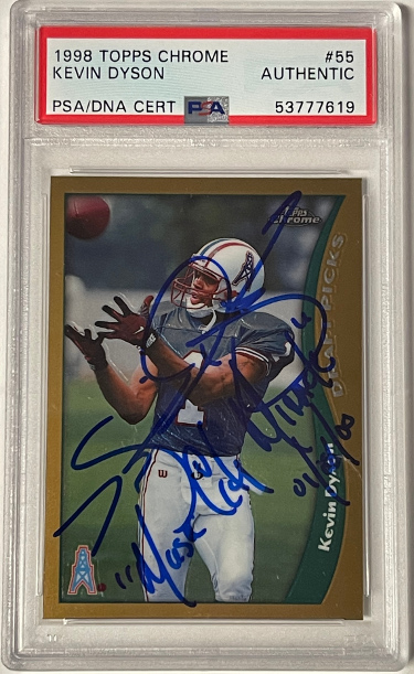 Picture of Athlon Sports CTBL-031899 Kevin Dyson Signed Music City Miracle 1998 Topps Chrome Rookie Card&#44; No.55 - PSA Authentic Autograph Slabbed - Oilers - Titans
