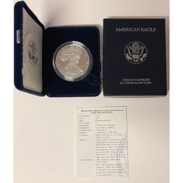 Picture of Athlon Sports CTBL-031913 1996-P Dollar 1 American Eagle Proof Silver Bullion Coin with Box&#44; COA - 1 oz