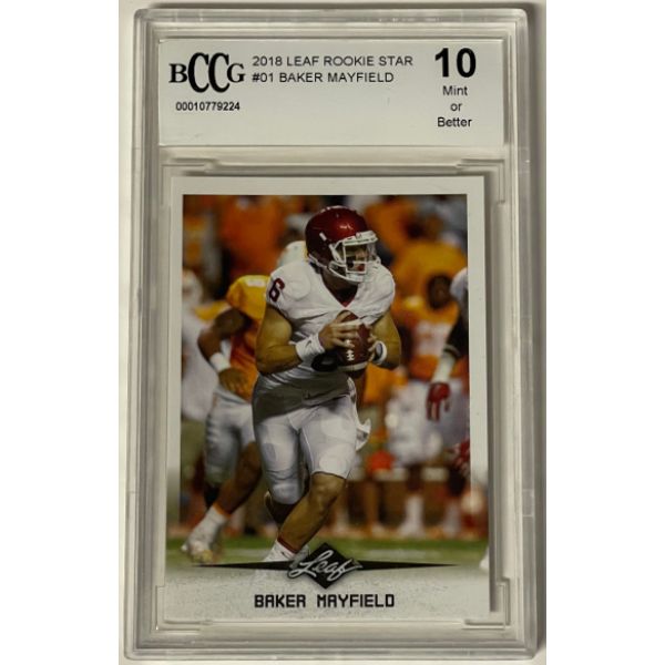 Picture of Athlon Sports CTBL-031933 Baker Mayfield 2018 Leaf Rookie Star Football Card&#44; No.01 - BCCG Graded 10 Mint - Oklahoma - Browns