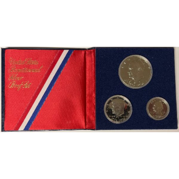 Picture of Athlon Sports CTBL-031947 1776-1976-S US Bicentennial 3 Coin Proof Set&#44; Dollar - Half - Quarter - 40 Percent Silver-Ike - Kennedy & Washington - COA