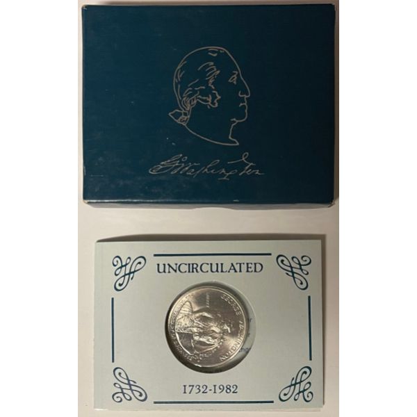 Picture of Athlon Sports CTBL-031949 1732-1982-S Proof George Washington Commemorative 90 Percent Silver Half Dollar Box, Blue - COA - 50C UNC