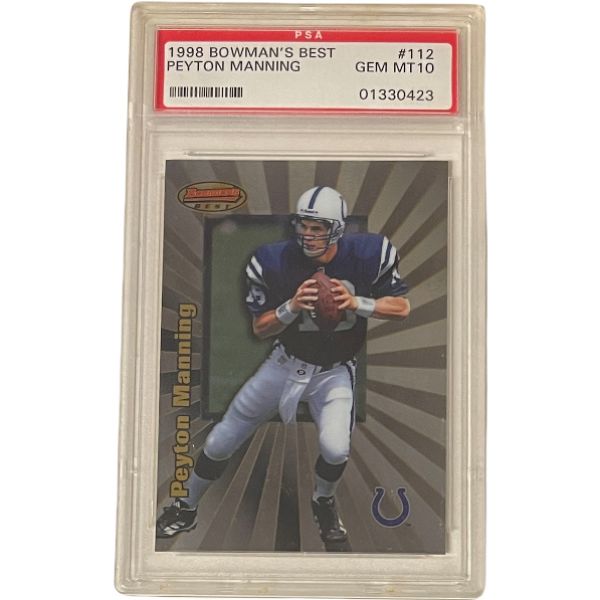Picture of Athlon Sports CTBL-032490 Peyton Manning 1998 Bowman Best Rookie Card&#44; No.112 - PSA Graded 10 Gem Mint - Indianapolis Colts