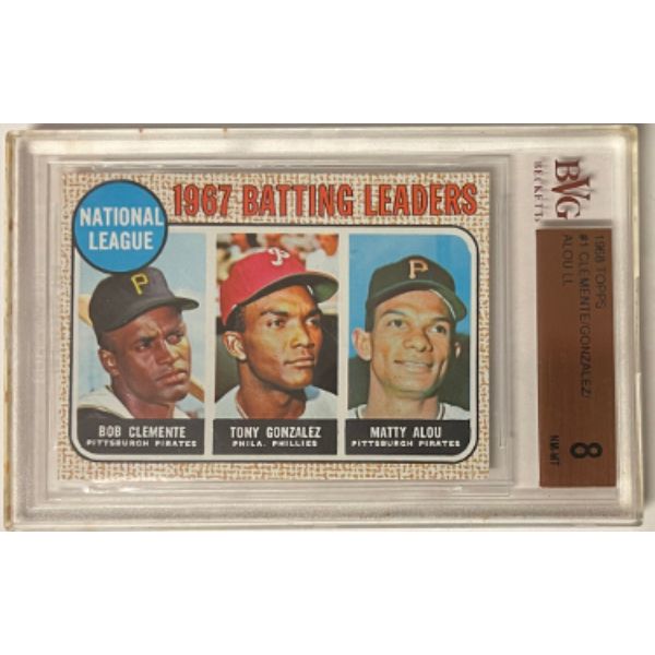 Picture of Athlon Sports CTBL-032576 Roberto Clemente 1968 Topps Card&#44; No.1 - BVG Graded 8 NM-MT - Pittsburgh Pirates
