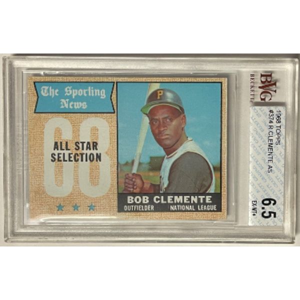 Picture of Athlon Sports CTBL-032618 Roberto Clemente 1968 Topps All Star Baseball Card&#44; No.374 - BVG Graded 6.5 EX-MT Plus - Sub Grades - HOF - Pirates