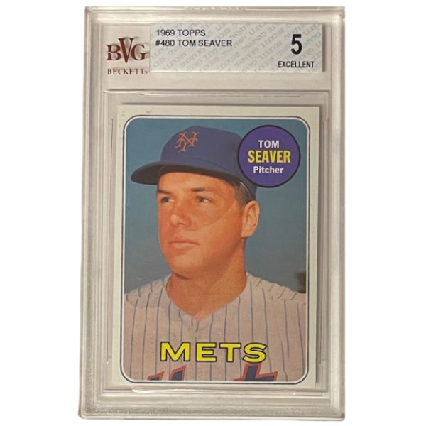 Picture of Athlon Sports CTBL-032630 Tom Seaver 1969 Topps Baseball Card&#44; No.480 - BVG Graded 5 Excellent - Sub grades - New York Mets