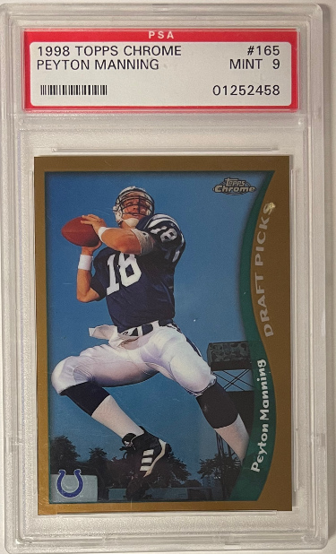 Picture of Athlon Sports CTBL-032674 Peyton Manning 1998 Topps Chrome Rookie Card&#44; No.165 - PSA Graded 9 Mint - Indianapolis Colts