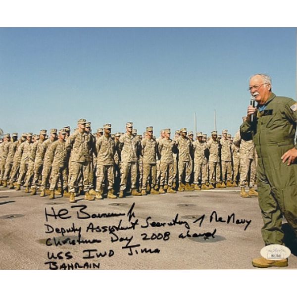 Picture of Athlon Sports CTBL-031021 8 x 10 in. Colonel Harvey Barnum Signed Photo&#44; JSA - No.SS17702 - Deputy Assistant Secretary of the Navy 2008 - USS Iwo Jima Bahrain Inscription