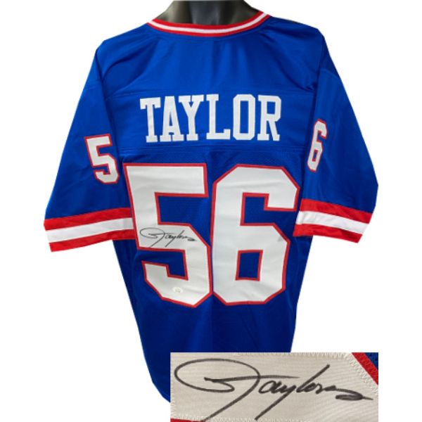 Picture of Athlon Sports CTBL-031893 Lawrence Taylor Signed New York TB Stitched Pro Style Football Jersey&#44; Blue - JSA Witnessed Hologram