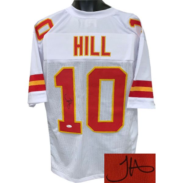 Picture of Athlon Sports CTBL-032344 Tyreek Hill Signed Kansas City Stitched Pro Style Football Jersey&#44; White - No.10 - JSA - Witnessed Hologram - Extra Large