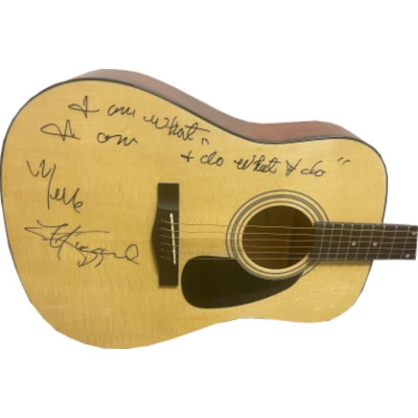Picture of Athlon Sports CTBL-032393 Merle Haggard Signed Fender Acoustic Guitar&#44; Model DG5NAT with Lyrics - Beckett Review - Country Music - HOF Legend