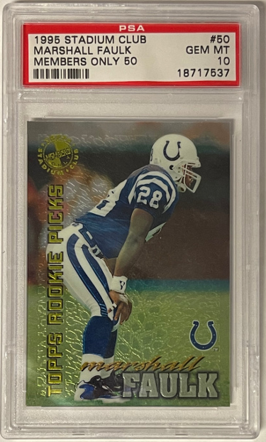 Picture of Athlon Sports CTBL-032412 Marshall Faulk 1995 Stadium Club Rookie Picks Members Only Card&#44; No.50 - PSA Graded 10 Gem Mint - Indianapolis Colts