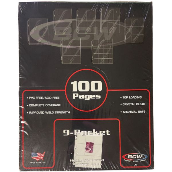 Picture of Athlon Sports CTBL-032422 BCW 100 9-Pocket Factory Sealed Plastic Sheets for Trading Cards