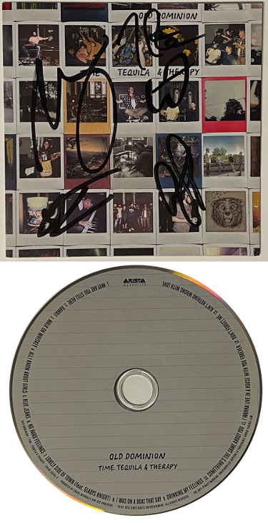 CTBL-032203 Old Dominion Signed 2021 Time Tequila & Therapy CD, Matthew Ramsey - Trevor Rosen - Brad - Whit - Geoff - COA