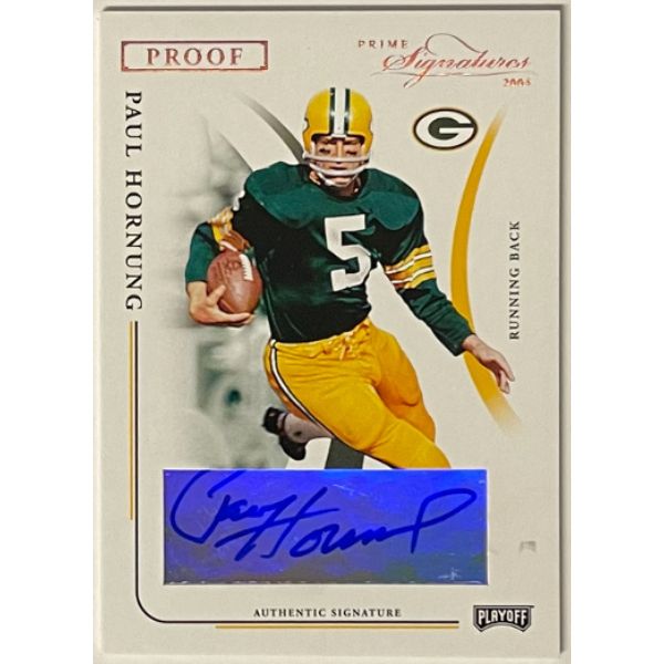 Picture of Athlon Sports CTBL-032225 Paul Hornung Signed 2004 Playoff Prime Signatures Proof Card&#44; No.39- 09-50 - Green Bay Packers - HOF - Heisman