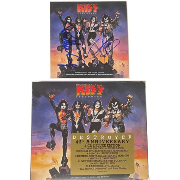 Picture of Athlon Sports CTBL-032071 3.75 x 3.75 in. Gene Simmons & Paul Stanley Dual Signed KISS 45th Anniversary Destroyer Art Card&#44; Sealed Deluxe Edition 2-CD Set