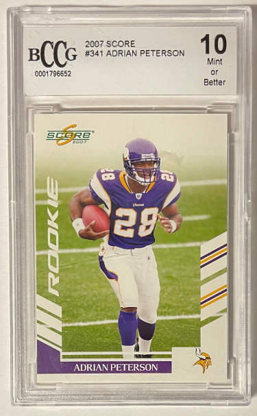 Picture of Athlon Sports CTBL-032729 Adrian Peterson 2007 Score Rookie Card&#44; No.341 - BCCG Graded 10 Mint - Minnesota Vikings