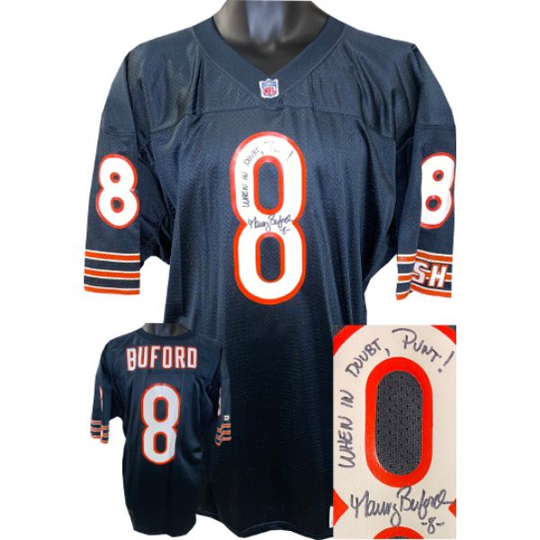 Picture of Athlon Sports CTBL-032782 Maury Buford Signed Official Wilson NFL Authentic Onfield Jersey, Navy - Beckett Review - Chicago Bears - No.8 - Size 44