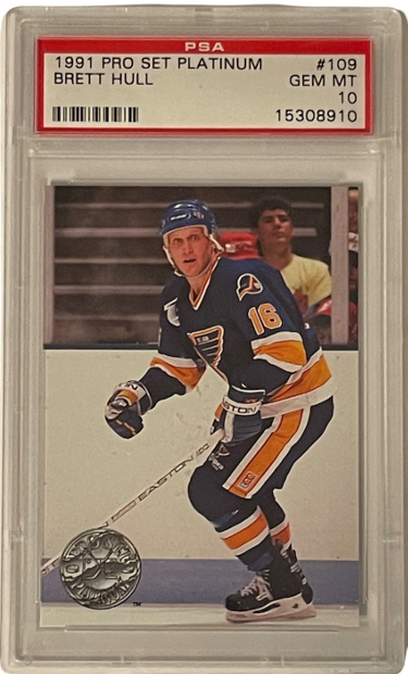 Picture of Athlon Sports CTBL-032788 Brett Hull 1991 Pro Set Platinum Hockey Card&#44; No.109 - PSA 10 Gem Mint - St. Louis Blues