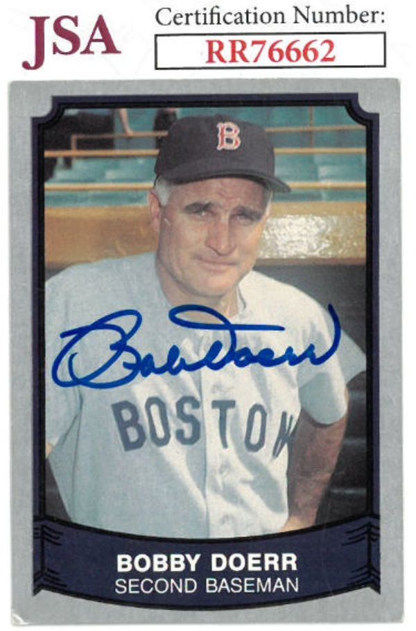 CTBL-031680 Bobby Doerr Signed 1989 Pacific No. 150- JSA No. RR76662 On Card Auto & Boston Red Sox Baseball Legends Card