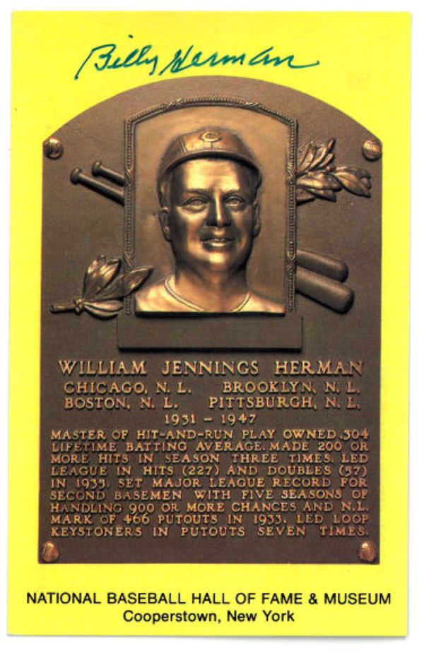 Picture of RDB Holdings & Consulting CTBL-031725 3.5 x 5.5 in. Billy Herman Signed Hall of Fame Plaque Card- JSA No. RR76638 Cubs&#44; Braves & Dodgers & Pirates Baseball Plaque Card