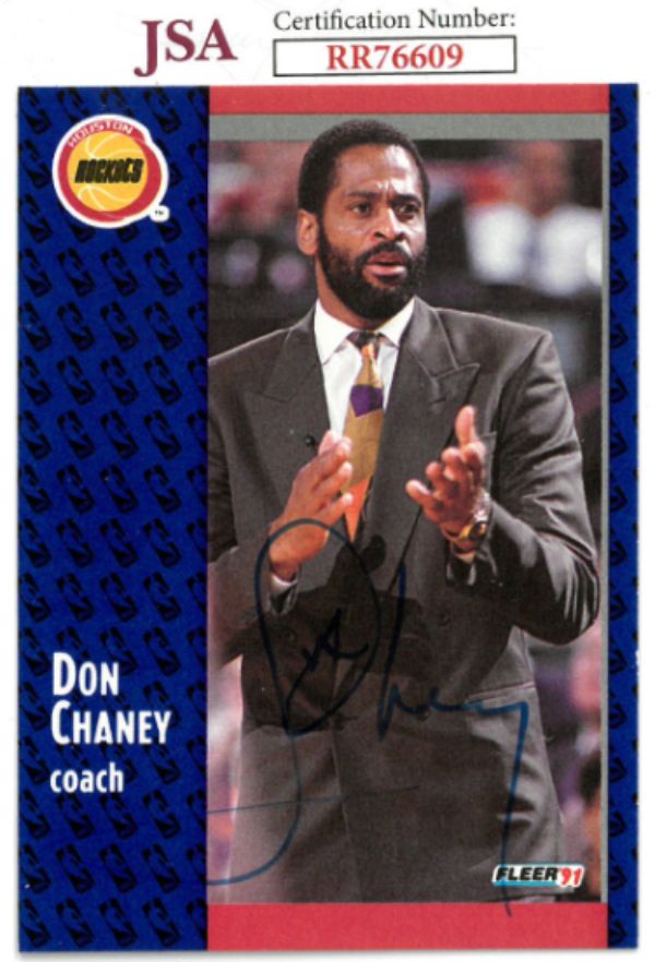 CTBL-031737 Don Chaney Signed 1991 Fleer NBA No.73- JSA No.RR76609 On Card Auto & Houston Rockets Basketball Card